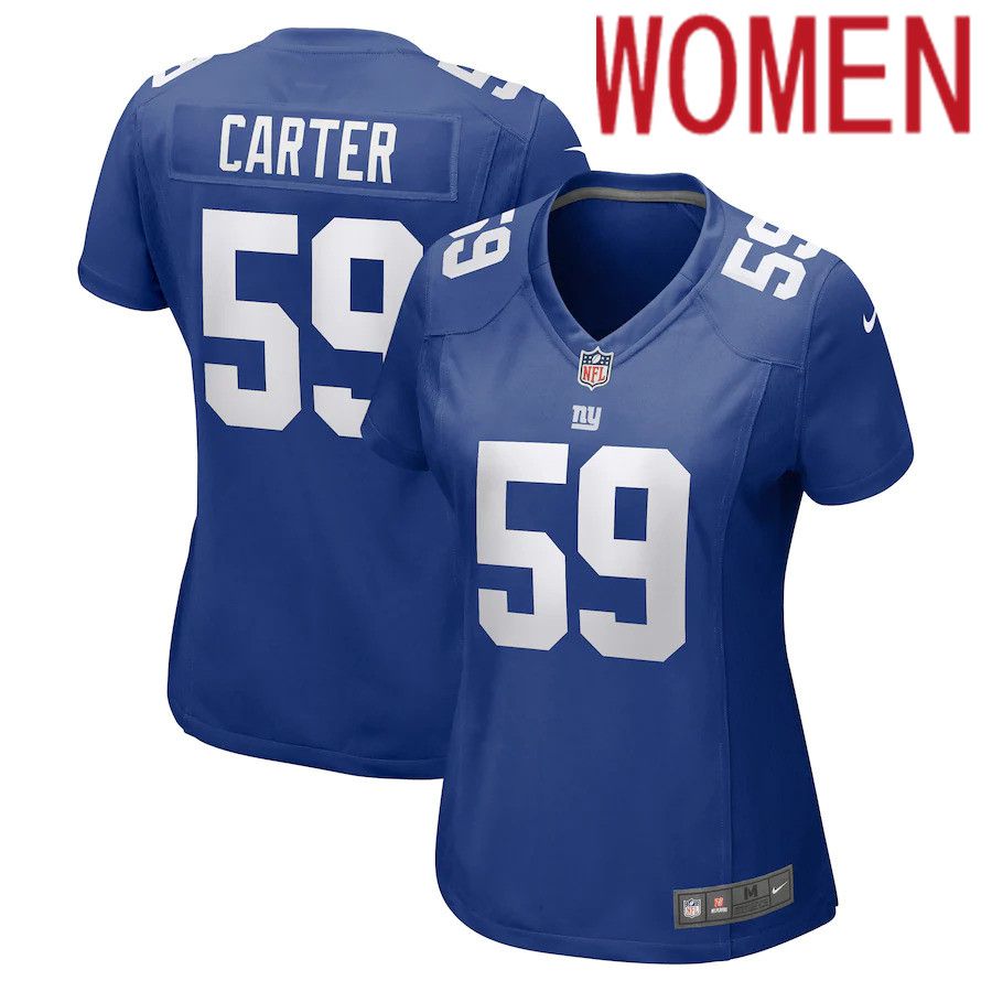 Women New York Giants 59 Lorenzo Carter Nike Royal Game NFL Jersey